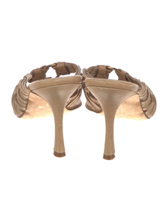 Manolo Blahnik Leather Braided Accents Slides