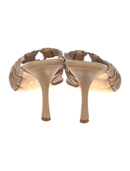 Manolo Blahnik Leather Braided Accents Slides