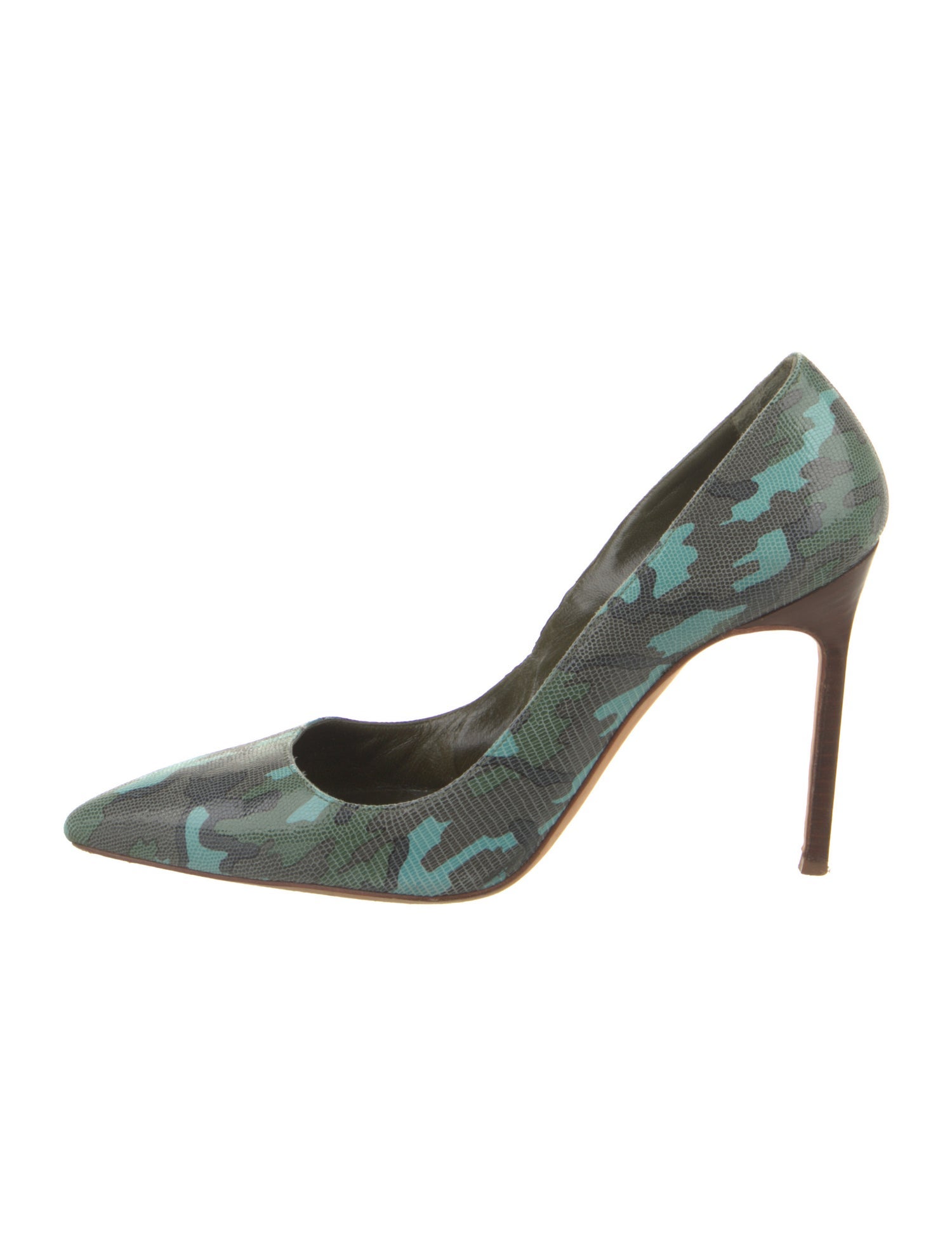 Manolo Blahnik Leather Printed Slingback Pumps