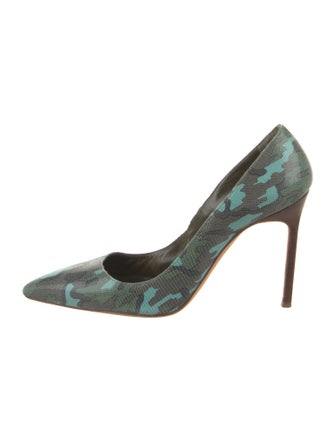 Manolo Blahnik Leather Printed Slingback Pumps