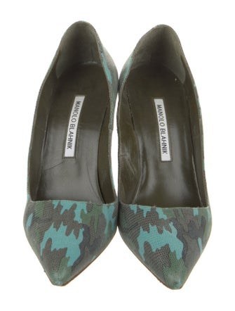 Manolo Blahnik Leather Printed Slingback Pumps