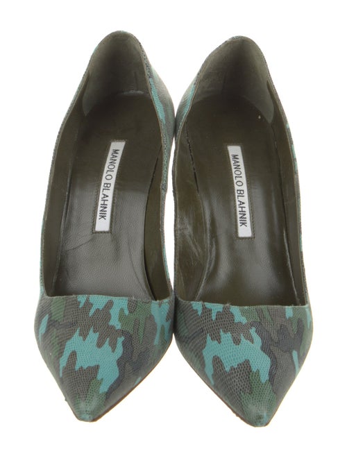 Manolo Blahnik Leather Printed Slingback Pumps