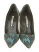 Manolo Blahnik Leather Printed Slingback Pumps