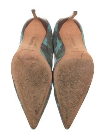Manolo Blahnik Leather Printed Slingback Pumps