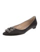 Manolo Blahnik Satin Crystal Embellishments Flats