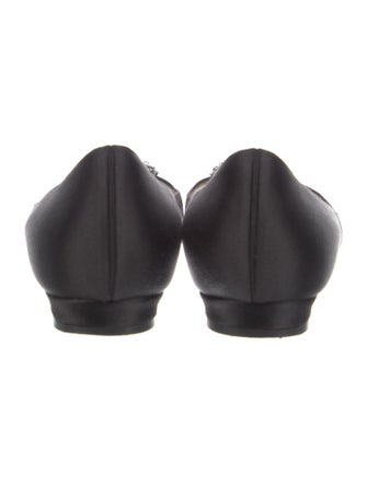 Manolo Blahnik Satin Crystal Embellishments Flats