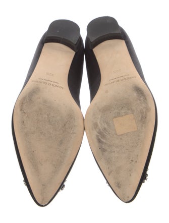 Manolo Blahnik Satin Crystal Embellishments Flats