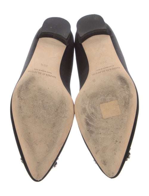 Manolo Blahnik Satin Crystal Embellishments Flats
