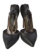 Manolo Blahnik Leather Chain-Link Accents D'Orsay Pumps