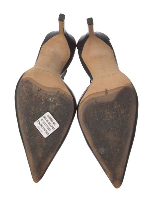 Manolo Blahnik Leather Chain-Link Accents D'Orsay Pumps