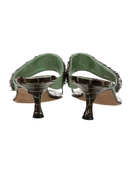 Manolo Blahnik Leather Printed Slides