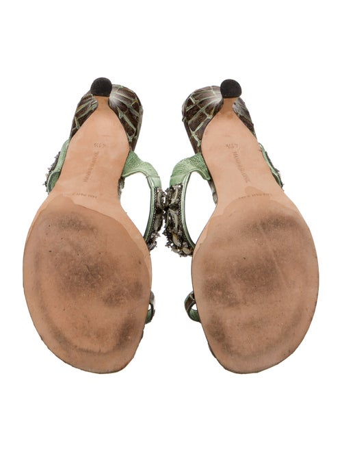 Manolo Blahnik Leather Printed Slides