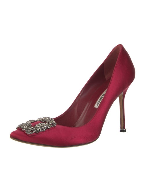 Manolo Blahnik Satin Crystal Embellishments Pumps
