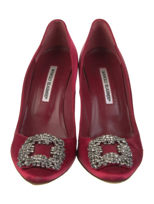 Manolo Blahnik Satin Crystal Embellishments Pumps