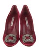 Manolo Blahnik Satin Crystal Embellishments Pumps