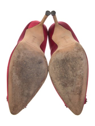 Manolo Blahnik Satin Crystal Embellishments Pumps