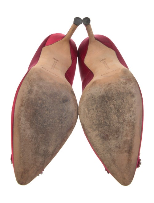 Manolo Blahnik Satin Crystal Embellishments Pumps