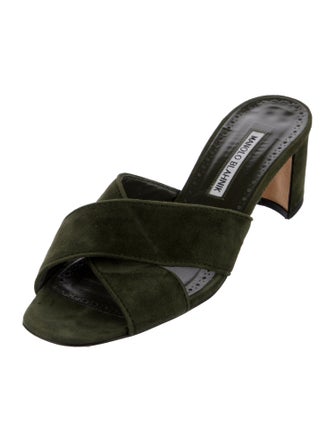 Manolo Blahnik Suede Slides