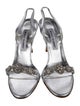 Manolo Blahnik Leather Crystal Embellishments Slingback Sandals