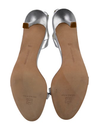 Manolo Blahnik Leather Crystal Embellishments Slingback Sandals