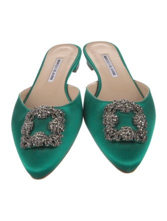 Manolo Blahnik Satin Crystal Embellishments Mules