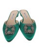 Manolo Blahnik Satin Crystal Embellishments Mules