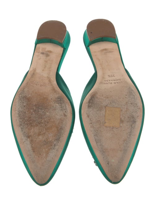 Manolo Blahnik Satin Crystal Embellishments Mules