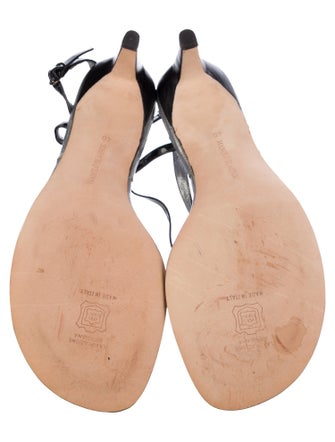 Manolo Blahnik Patent Leather T-Strap Sandals