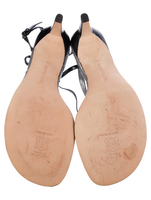 Manolo Blahnik Patent Leather T-Strap Sandals