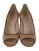 Manolo Blahnik leather mid heel pumps