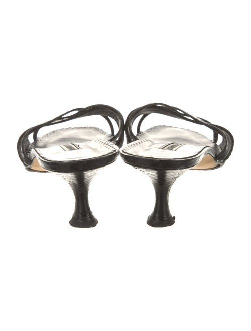 Manolo Blahnik Faux Pearl Accents Leather Slides