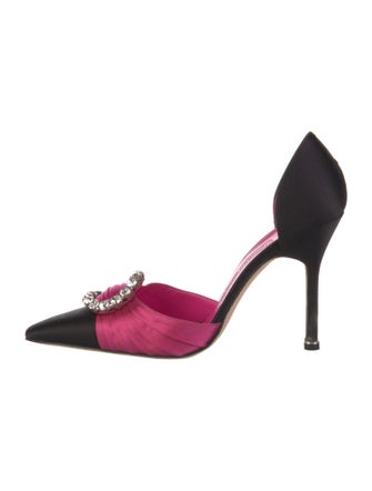 Manolo Blahnik Satin Printed D'Orsay Pumps