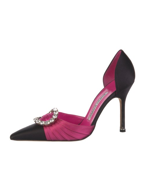 Manolo Blahnik Satin Printed D'Orsay Pumps