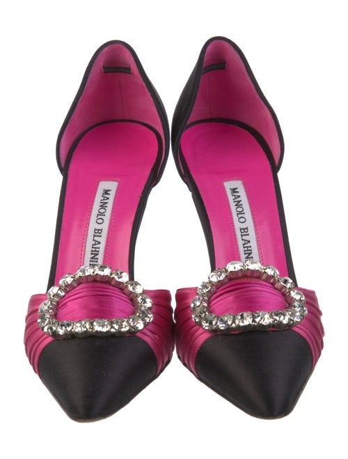 Manolo Blahnik Satin Printed D'Orsay Pumps