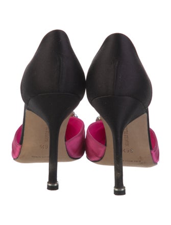 Manolo Blahnik Satin Printed D'Orsay Pumps
