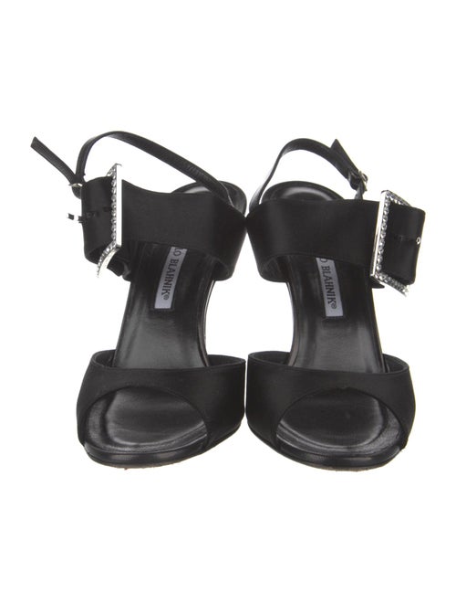 Manolo Blahnik Satin Crystal Embellishments Mules