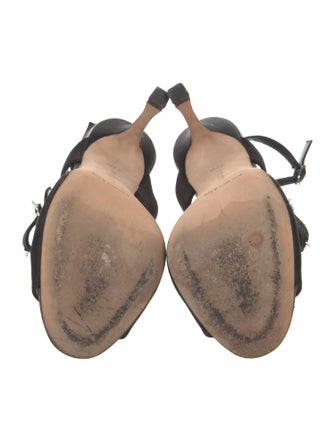 Manolo Blahnik Satin Crystal Embellishments Mules