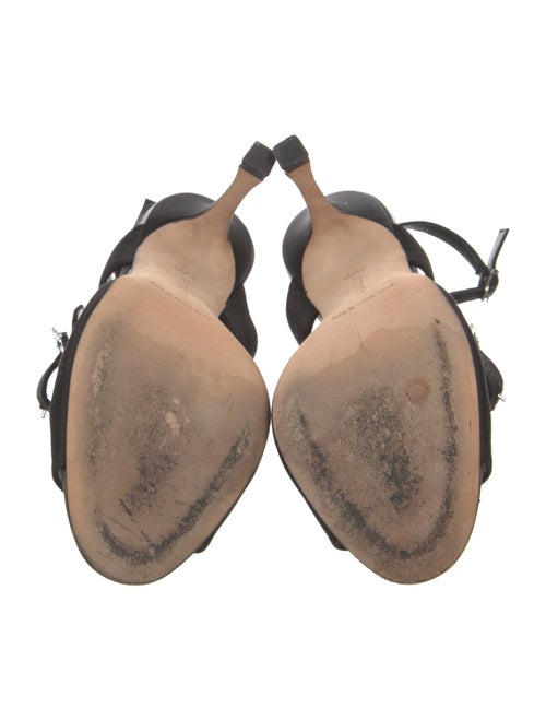 Manolo Blahnik Satin Crystal Embellishments Mules