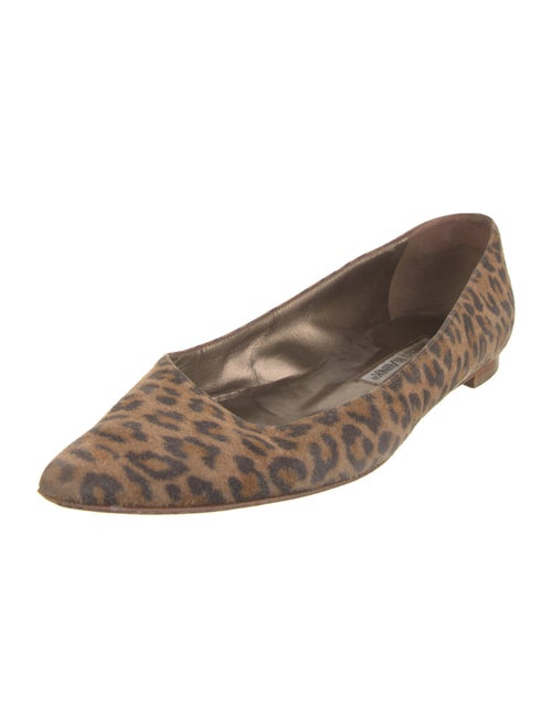 Manolo Blahnik Suede Animal Print Flats