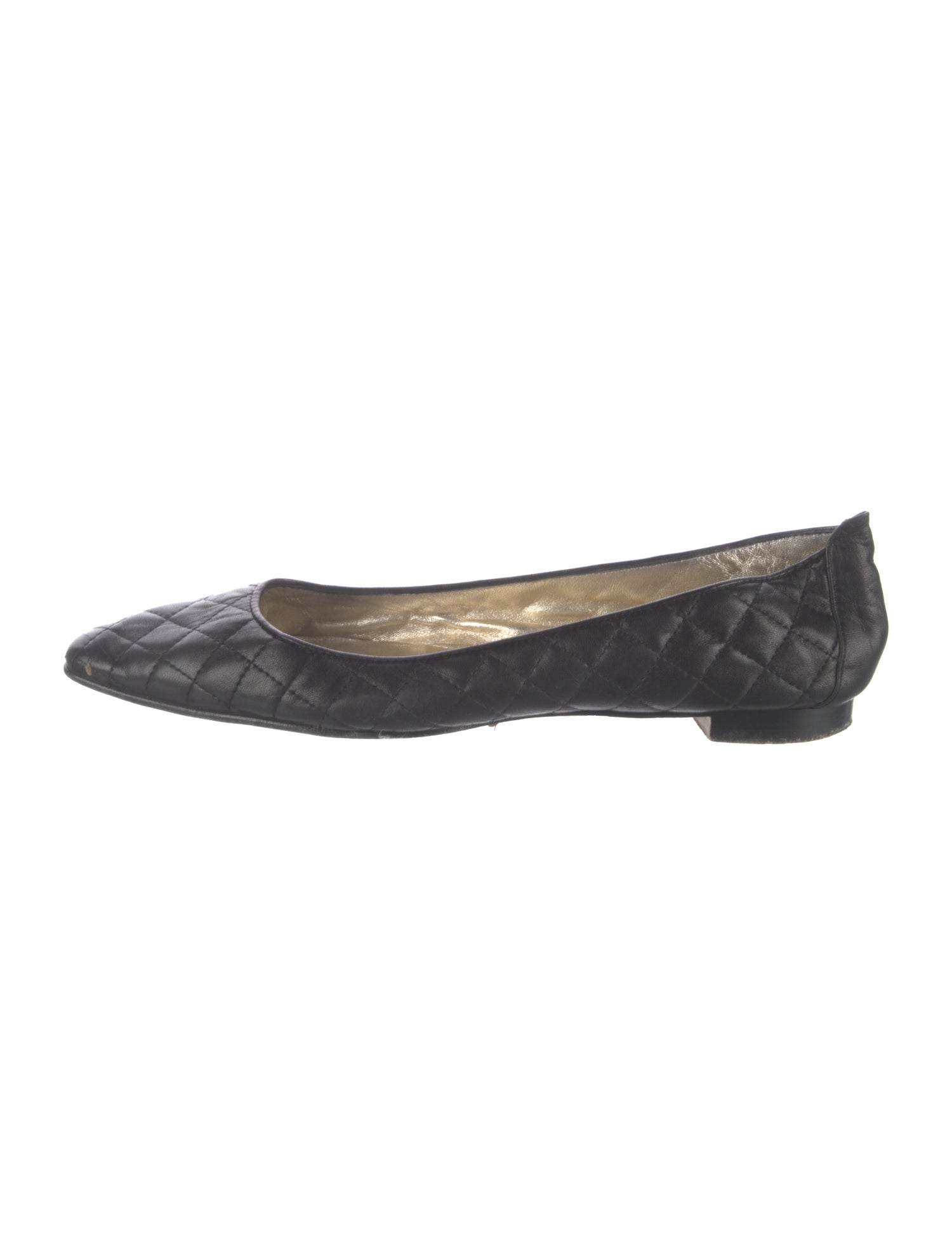Manolo Blahnik Quilted Pattern Leather Ballet Flats