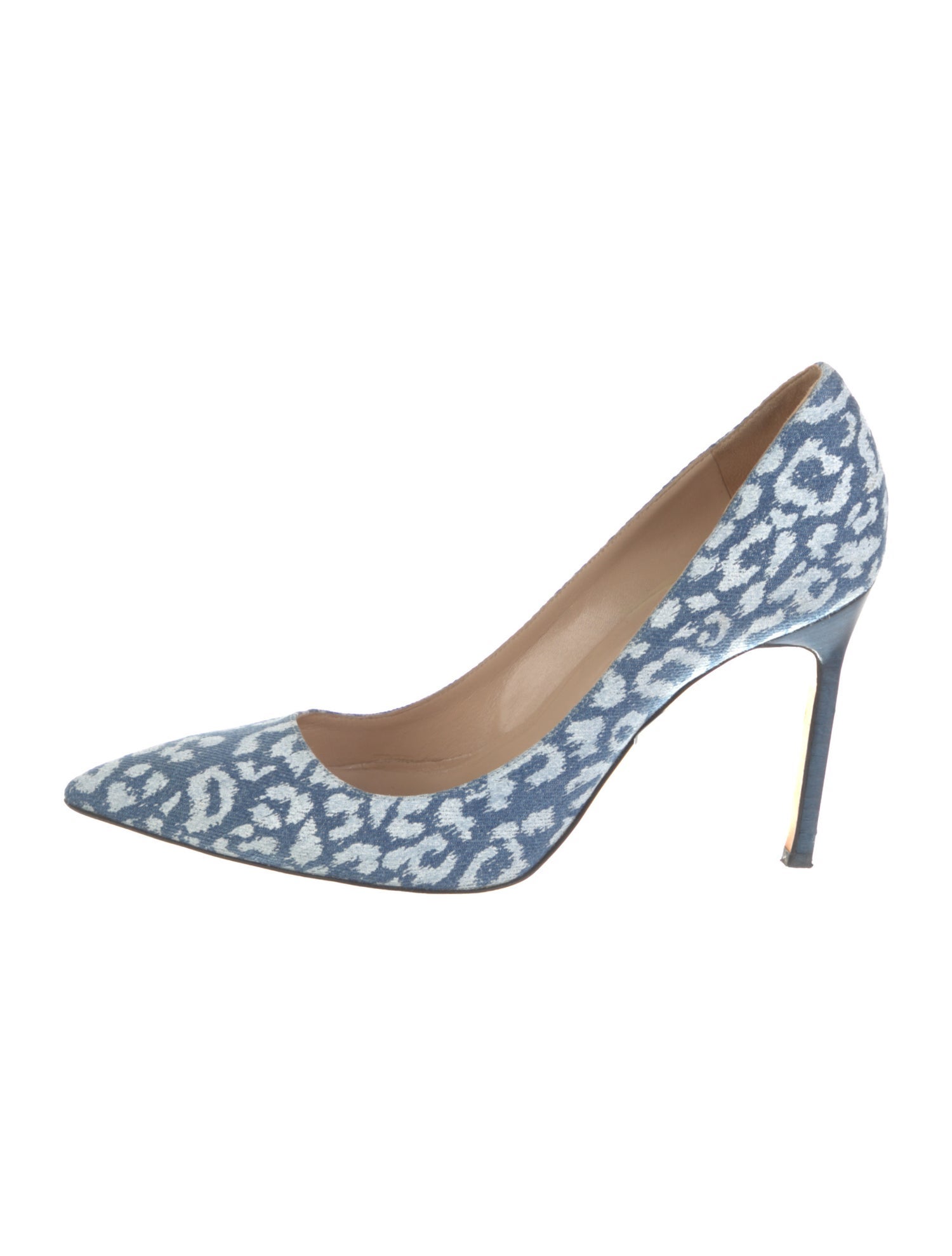 Manolo Blahnik Denim Printed Pumps