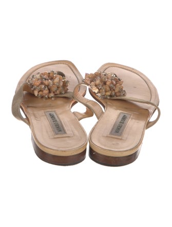 Manolo Blahnik Leather Sequin Embellishments Slides