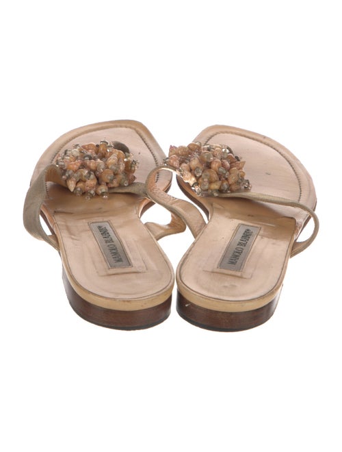 Manolo Blahnik Leather Sequin Embellishments Slides