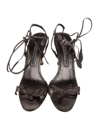 Manolo Blahnik Leather T-Strap Sandals