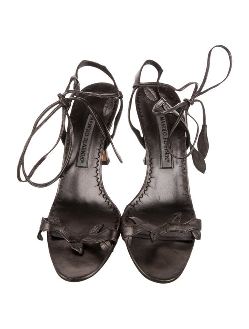 Manolo Blahnik Leather T-Strap Sandals