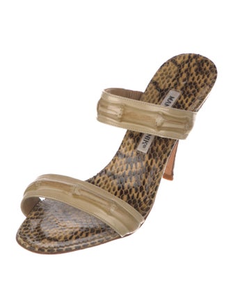 Manolo Blahnik Snakeskin Animal Print Slides