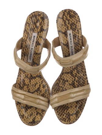 Manolo Blahnik Snakeskin Animal Print Slides