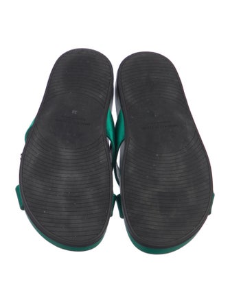 Manolo Blahnik Satin Crystal Embellishments Slides