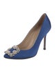 Manolo Blahnik Satin Crystal Embellishments Pumps