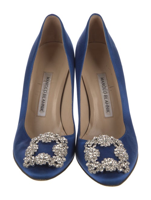 Manolo Blahnik Satin Crystal Embellishments Pumps